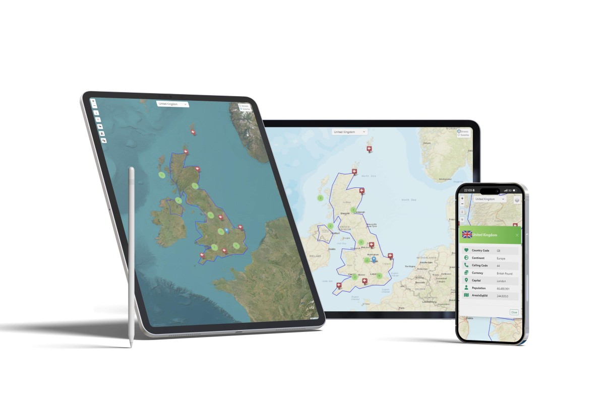 Gazetteer project interface showing an interactive map with data points